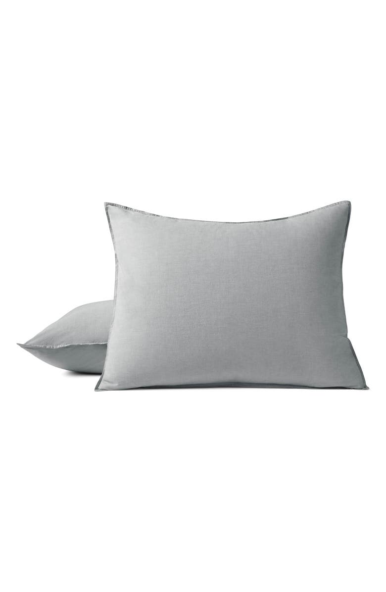 Coyuchi Crinkled Organic Cotton Percale Shams, Main, color, Graphite Chambray