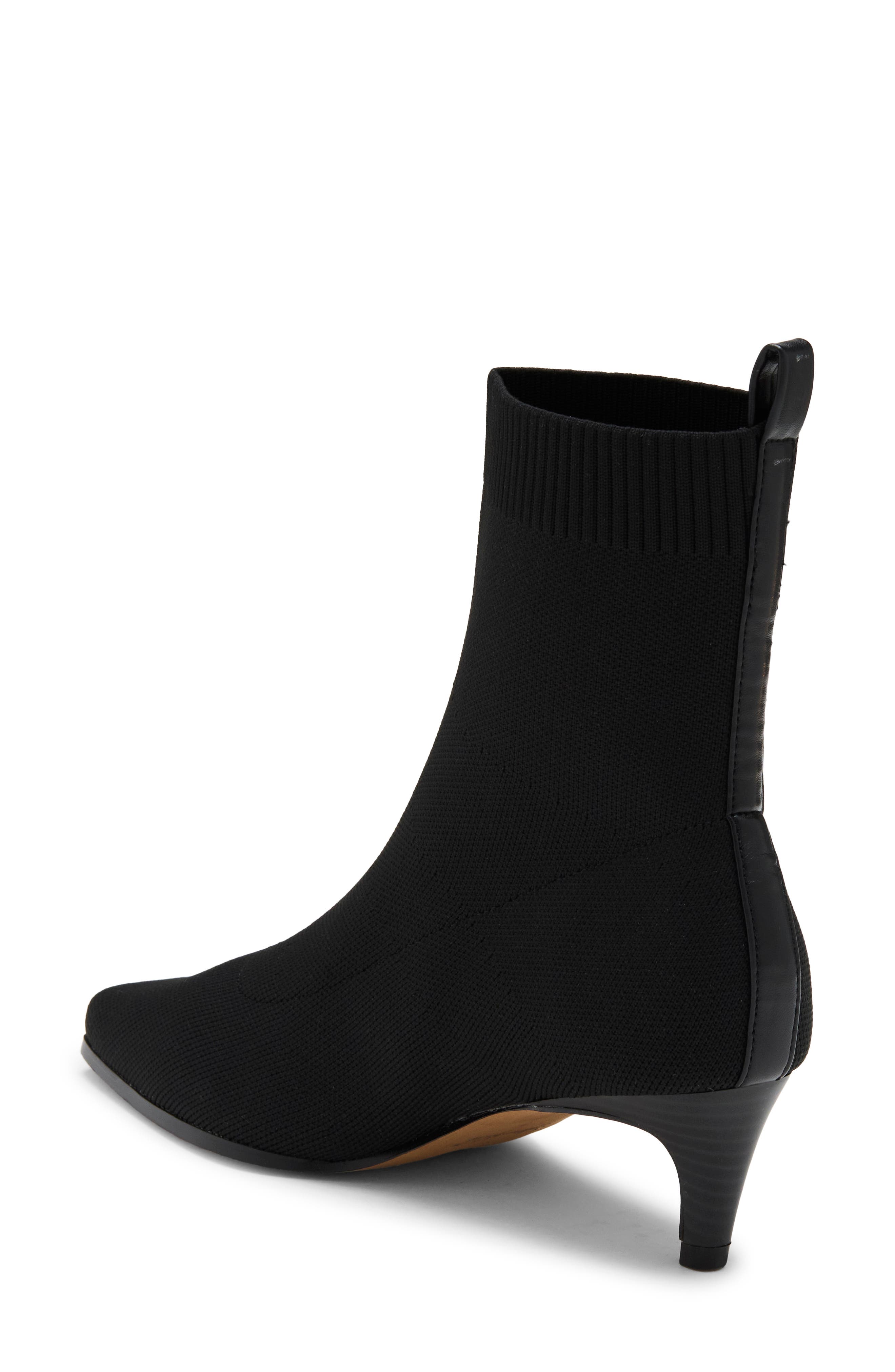 July Knit Pointed Toe Bootie, Alternate, color, BLACK