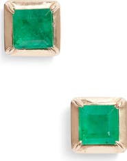 Anzie Cleo Melia Carre Emerald Stud Earrings