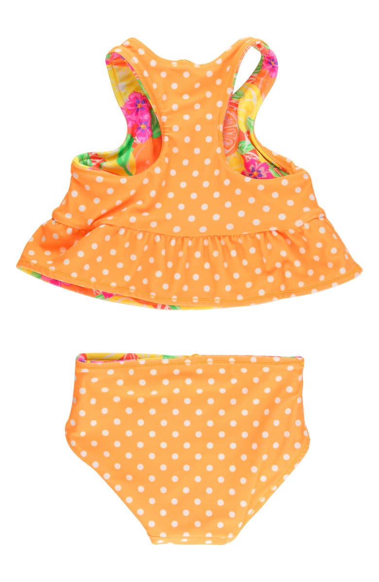 RuffleButts Kids' Neon Squeeze Reversible Two-Piece Swimsuit, Alternate, color, Yellow