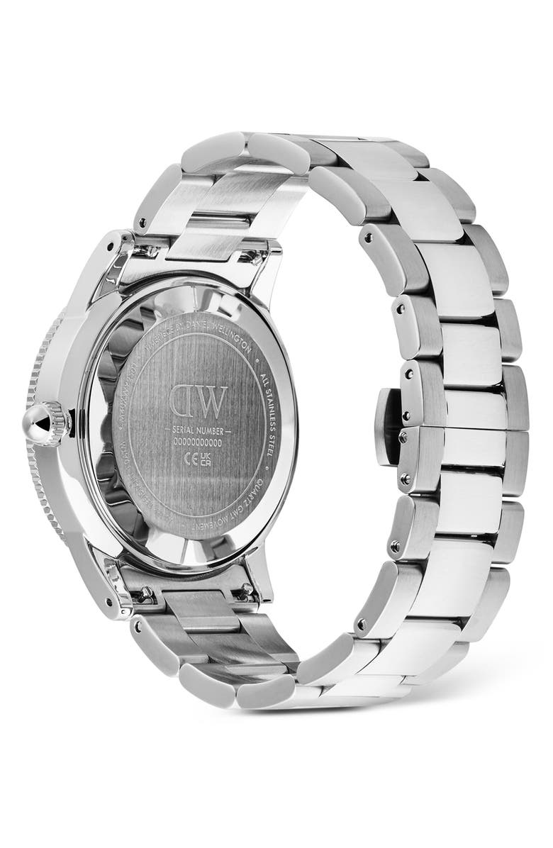 Daniel Wellington Iconic Brushed Bezel GMT Bracelet Watch, 40mm, Alternate, color, Silver-Tone