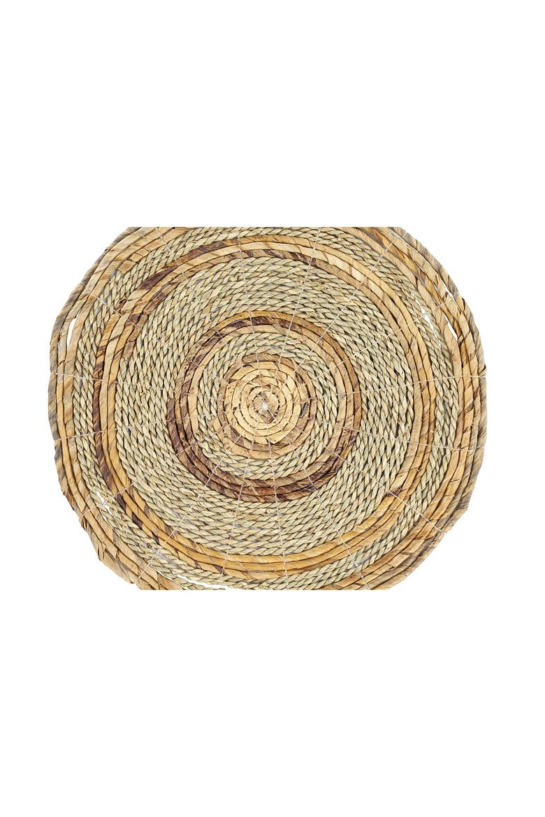 Round Brown Banana Leaf Wicker & Seagrass Placemats - Set of 4, Main, color, BROWN