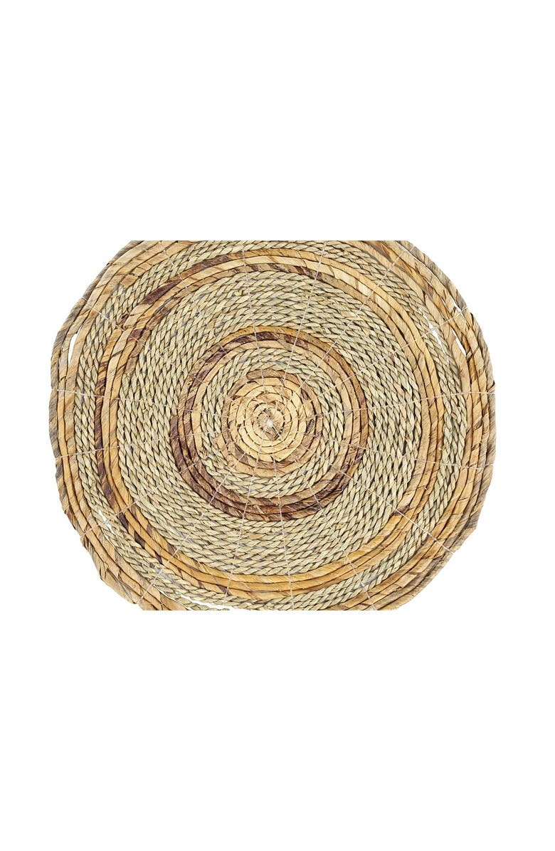 GINGER BIRCH STUDIO Round Brown Banana Leaf Wicker & Seagrass Placemats - Set of 4, Main, color, Brown