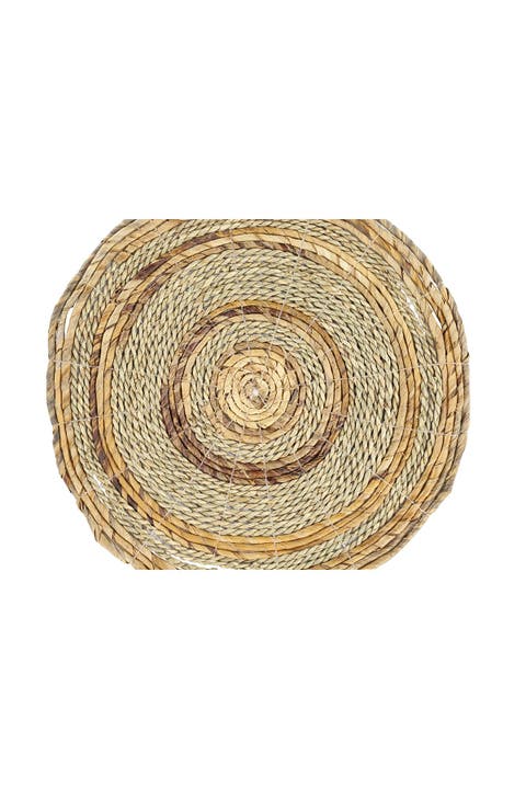 Round Brown Banana Leaf Wicker & Seagrass Placemats - Set of 4