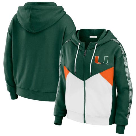 Women's WEAR by Erin Andrews Green Miami Hurricanes Colorblock Full-Zip Hoodie Jacket