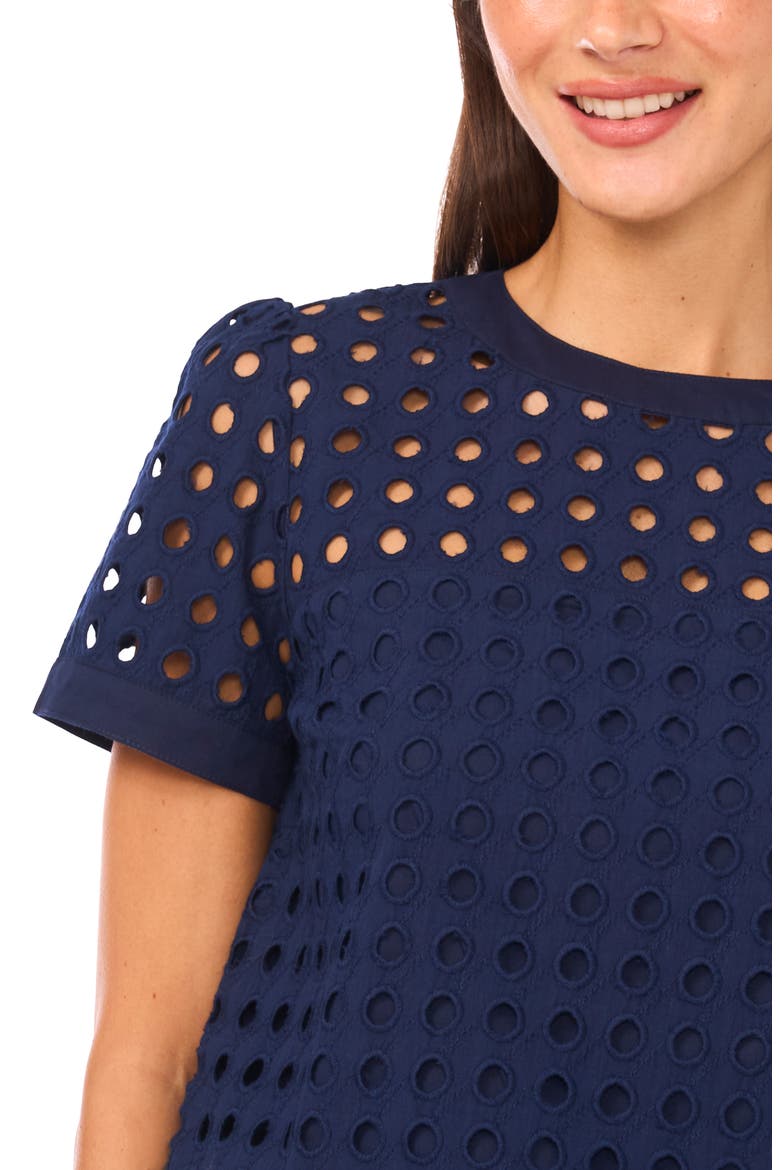 Circle Eyelet Cotton Top, Alternate, color, CLASSIC NAVY