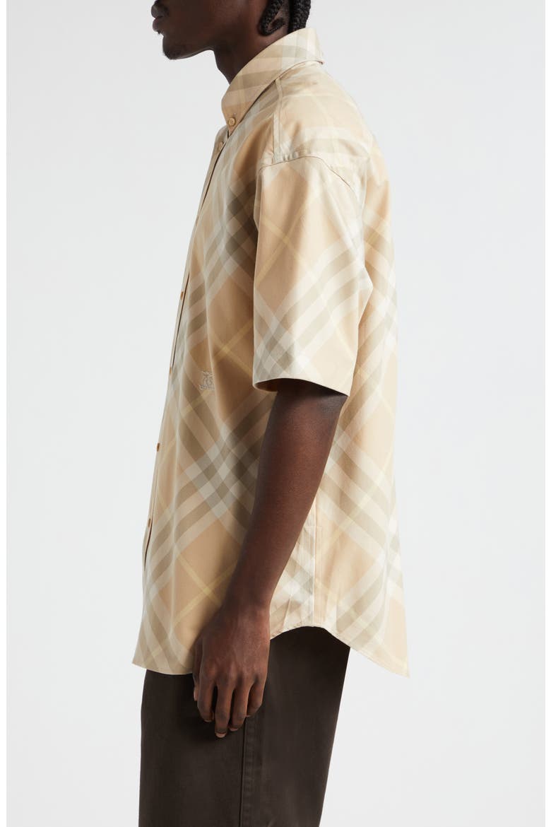 Burberry Equestrian Knight Detail Check Oversize Cotton Button-Down ...