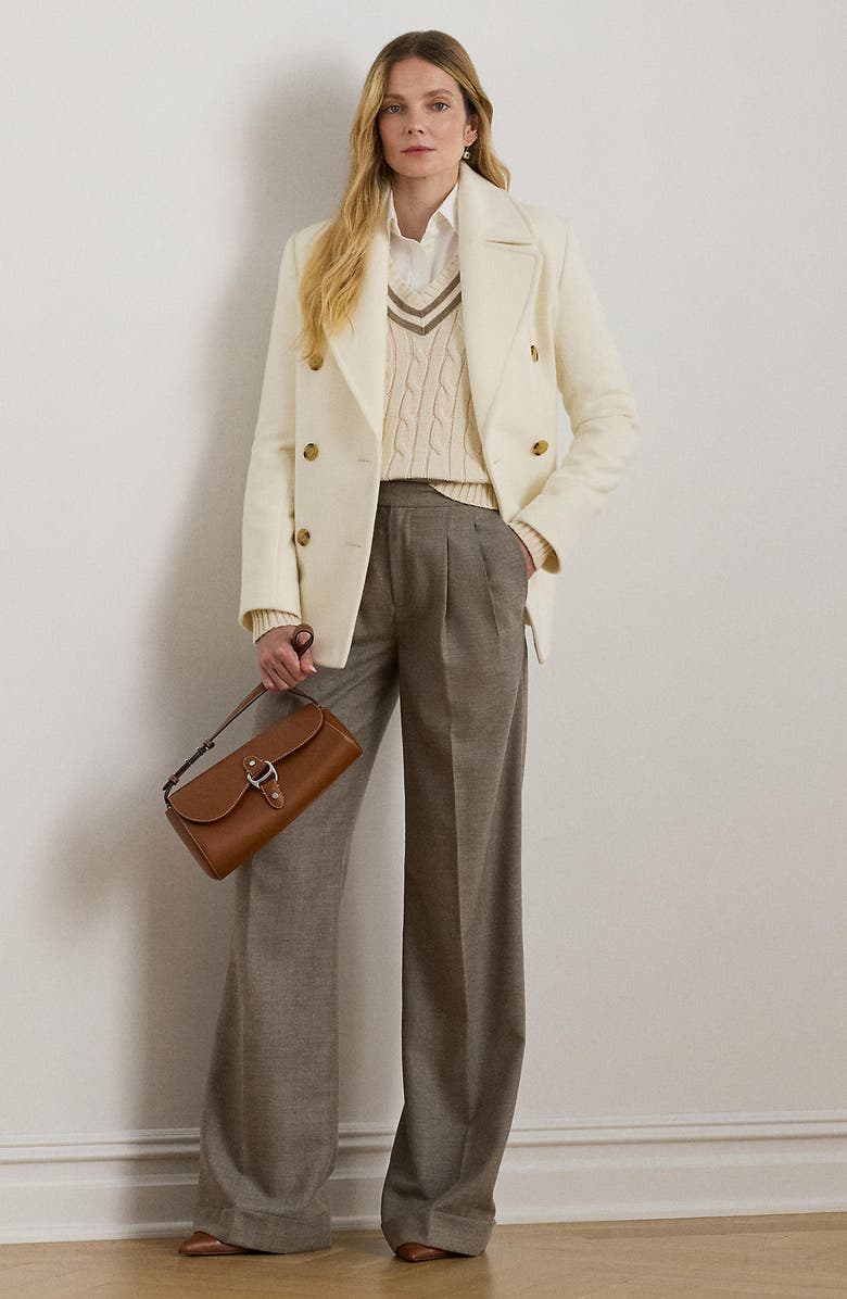 Lauren Ralph Lauren Wool Double Breasted Jacket, Alternate, color, Moda Cream