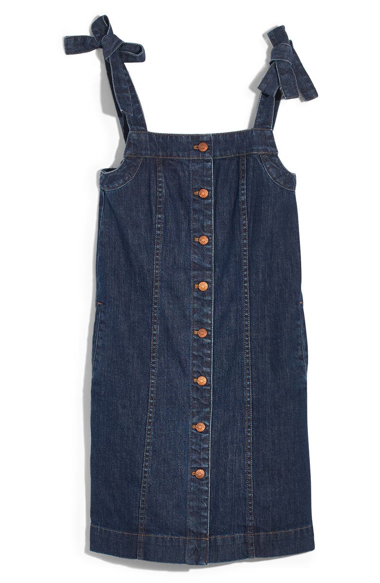 Madewell Denim Tie Strap Minidress, Alternate, color, 