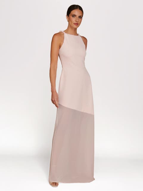 Twist Strap Sheer Hem Maxi Dress