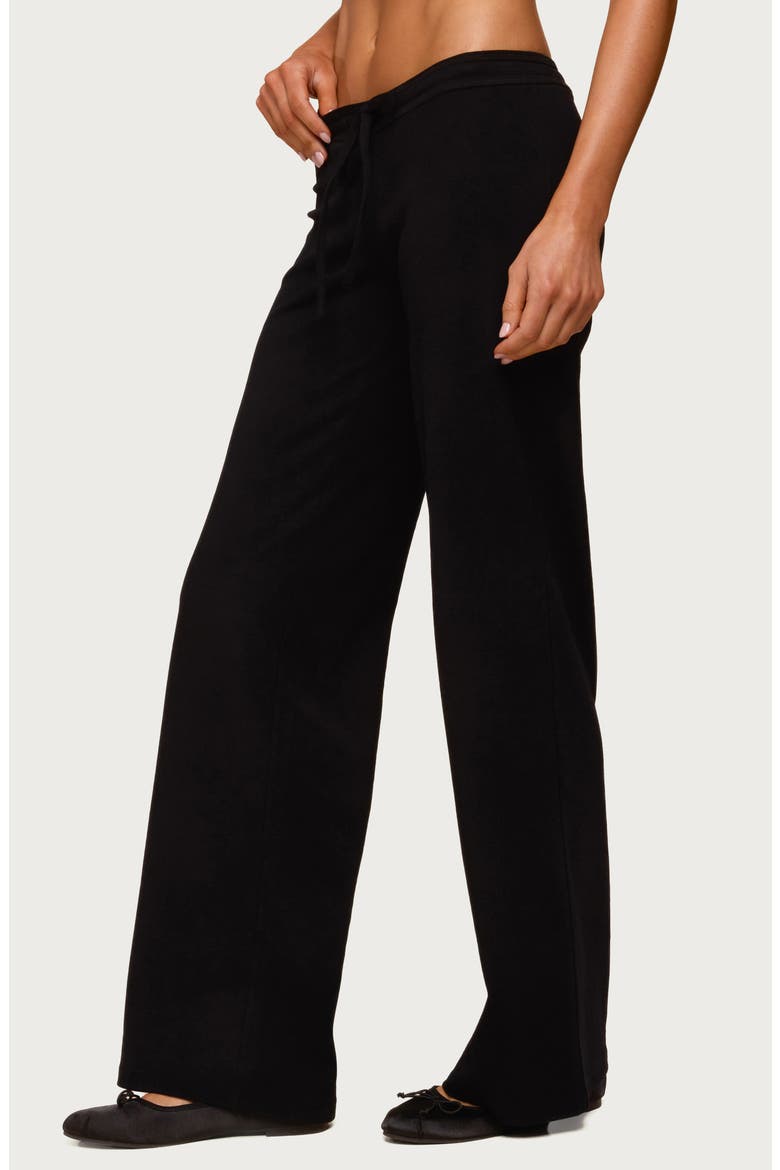 Claudia Stretch Cotton Straight Leg Drawstring Pants, Alternate, color, BLACK