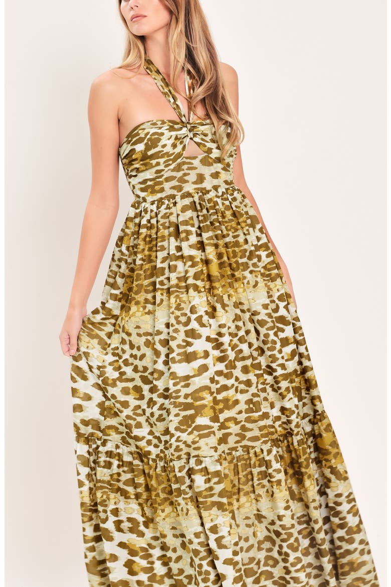 Halter Neck Maxi Dress, Alternate, color, LEOPARD