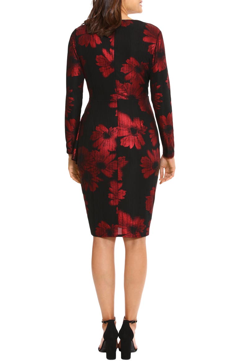 Long Sleeve Sheath Dress, Alternate, color, BLACK/RED