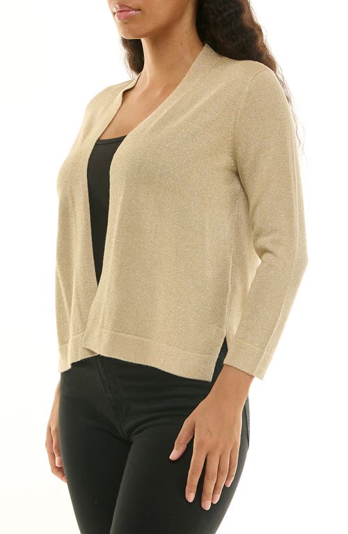 Nina Leonard Glitter Open Front Shrug In Multi