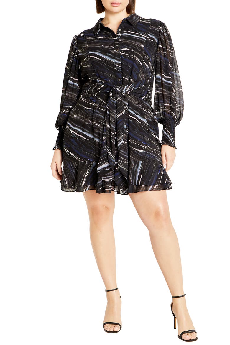 Jianna Tie Waist Shirtdress, Main, color, PRINT