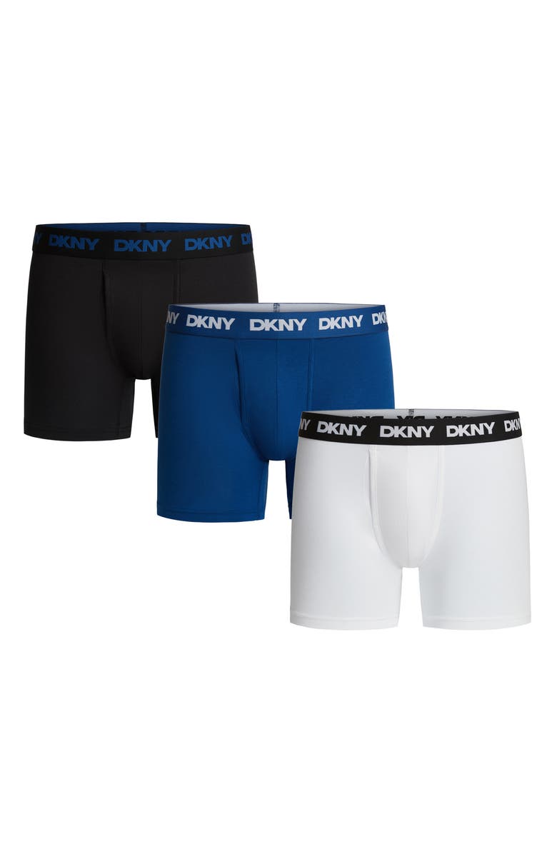 DKNY 3-Pack Stretch Cotton Boxer Briefs, Alternate, color, Black/ Limoges/ Bright White