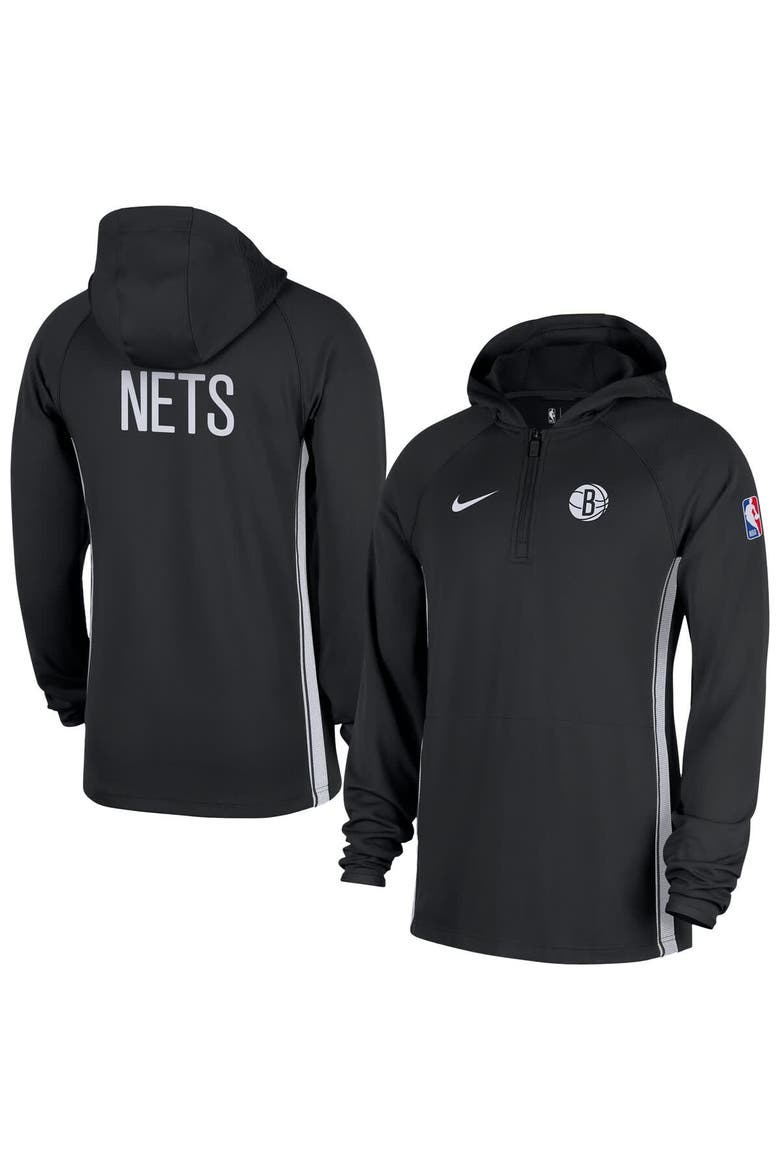 Men's Nike  Black Brooklyn Nets Authentic On Court Zone Quarter-Zip Dri-FIT Hoodie Jacket, Main, color, Black