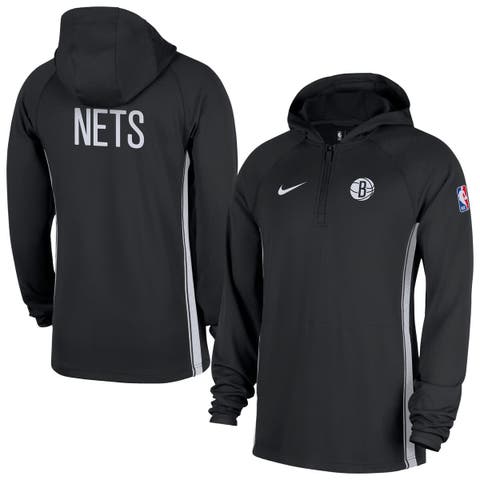 Men's Nike  Black Brooklyn Nets Authentic On Court Zone Quarter-Zip Dri-FIT Hoodie Jacket