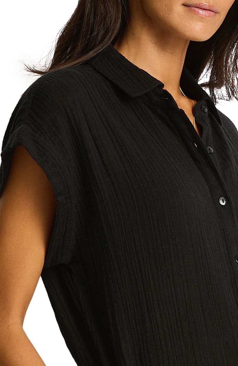 Sea Level Sunset Cover-Up Romper, Alternate, color, Black