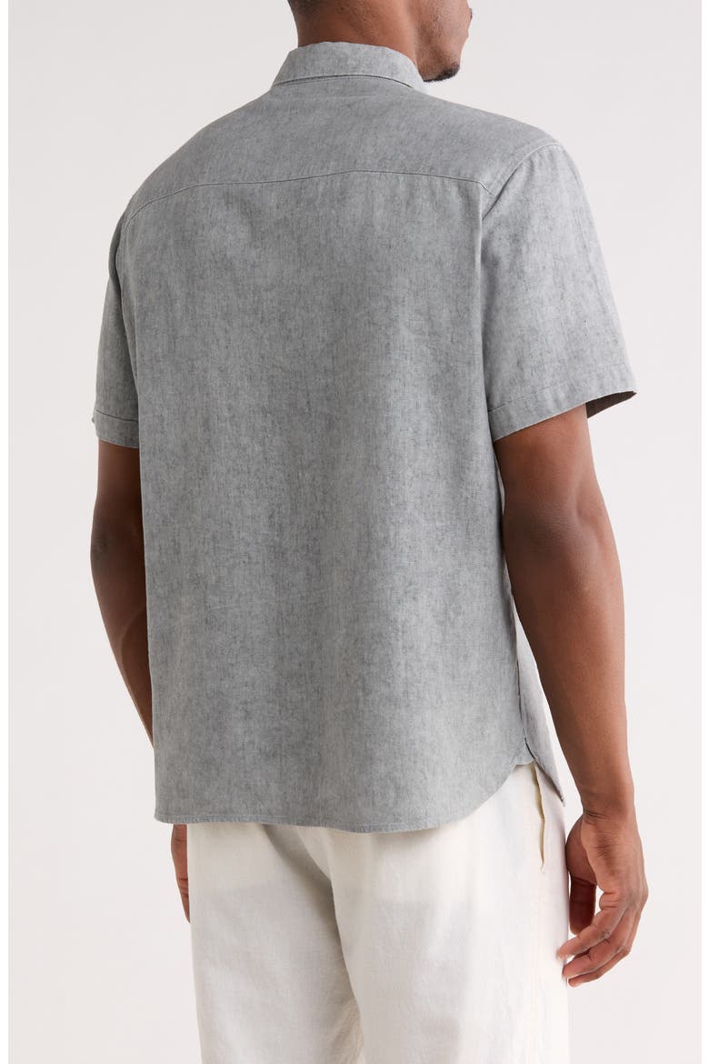 Short Sleeve Pigment Washed Linen Blend Shirt, Alternate, color, GREY