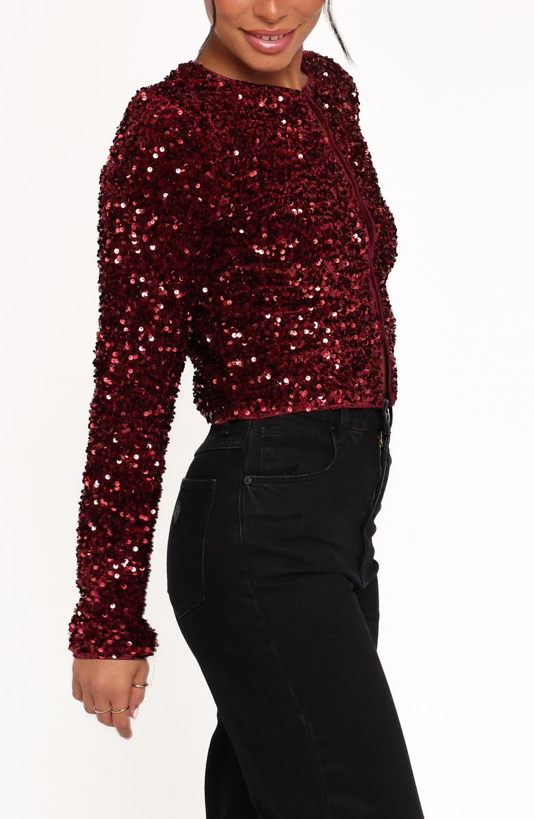 Petal & Pup Scarlette Sequin Crop Jacket, Alternate, color, Burgundy Sequin
