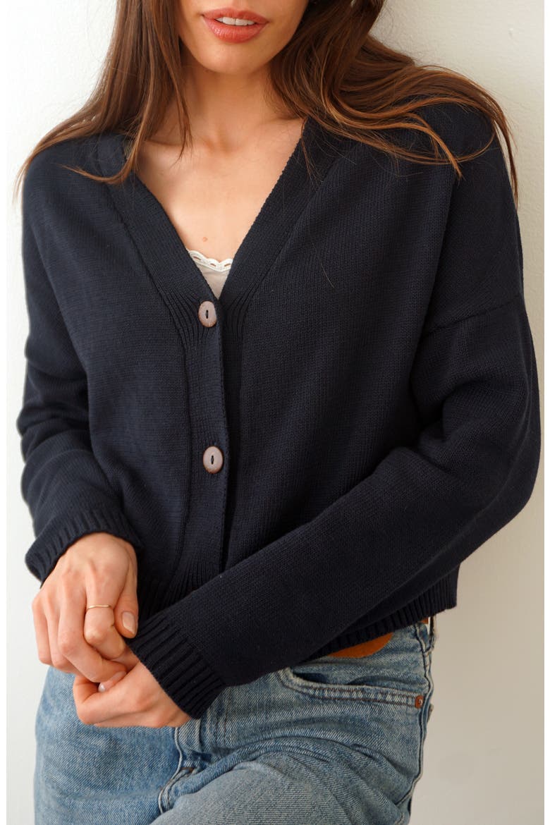 Diana Cropped Cardigan, Alternate, color, Midnight Navy