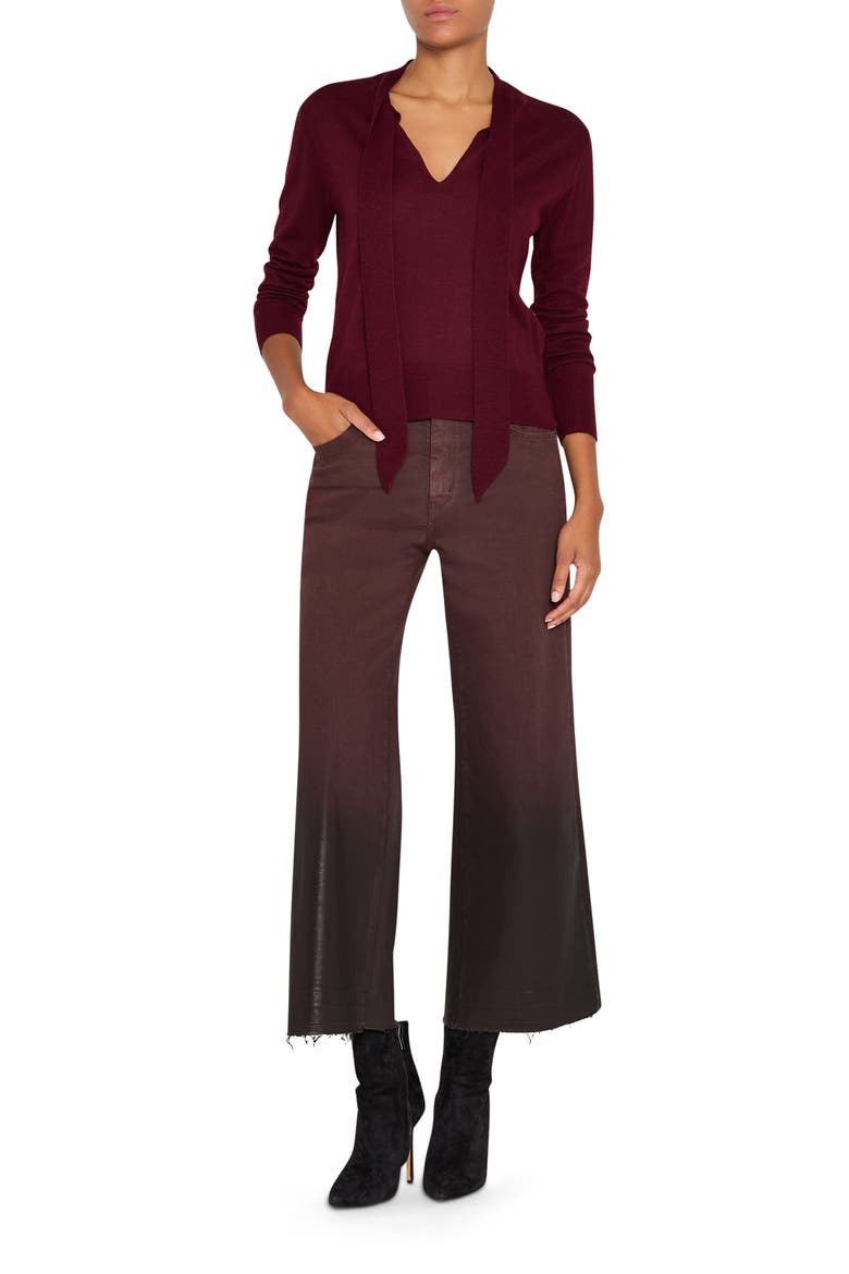 Felicity Tie Neck Merino Wool Sweater, Alternate, color, BERRY