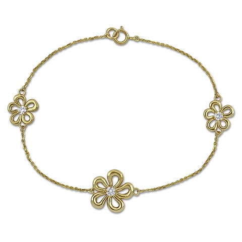 Lab-Grown Diamond Flower Station Bracelet 14k