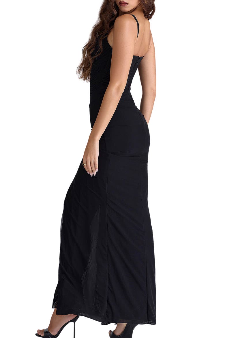 Issey Stretch Mesh Gown, Alternate, color, BLACK