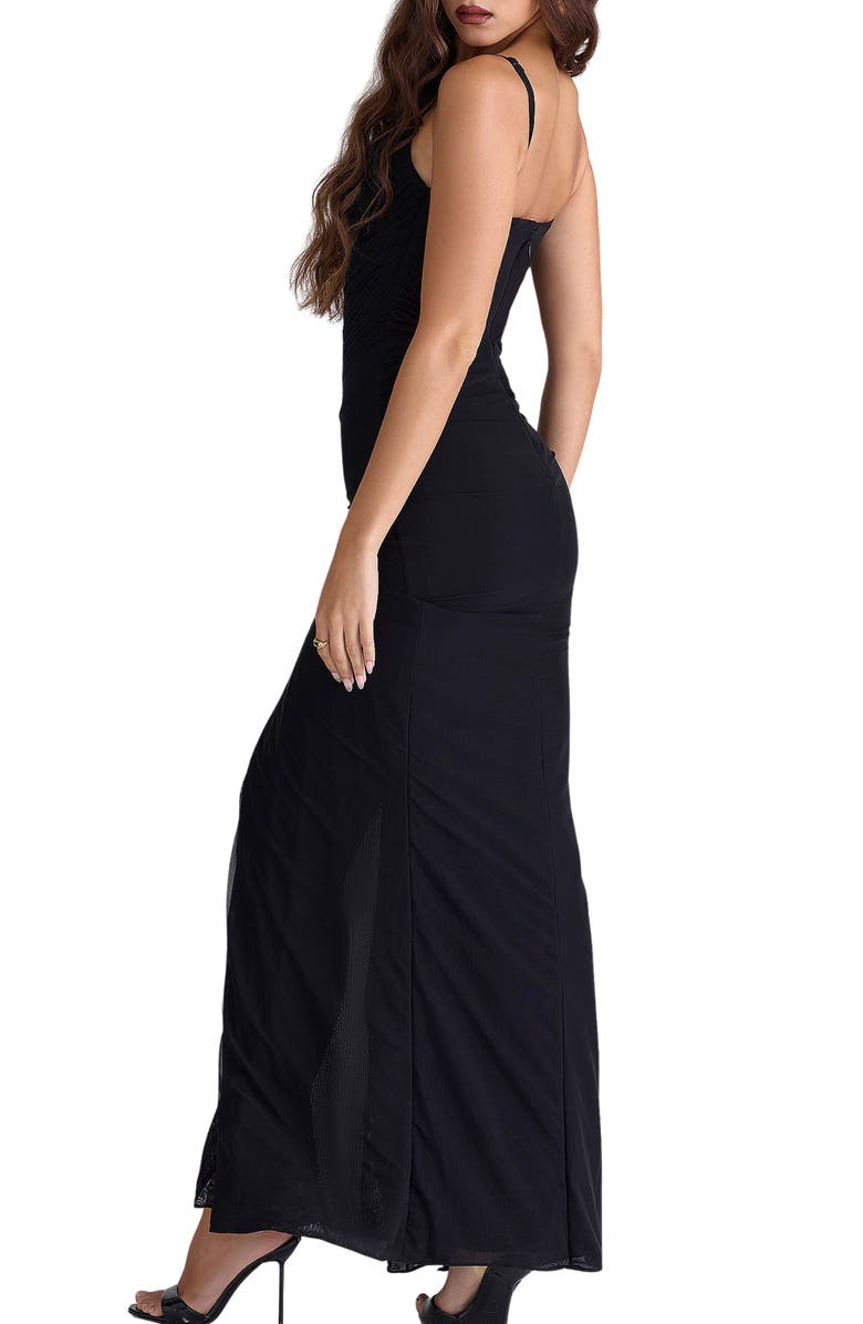 HOUSE OF CB Issey Stretch Mesh Gown, Alternate, color, Black