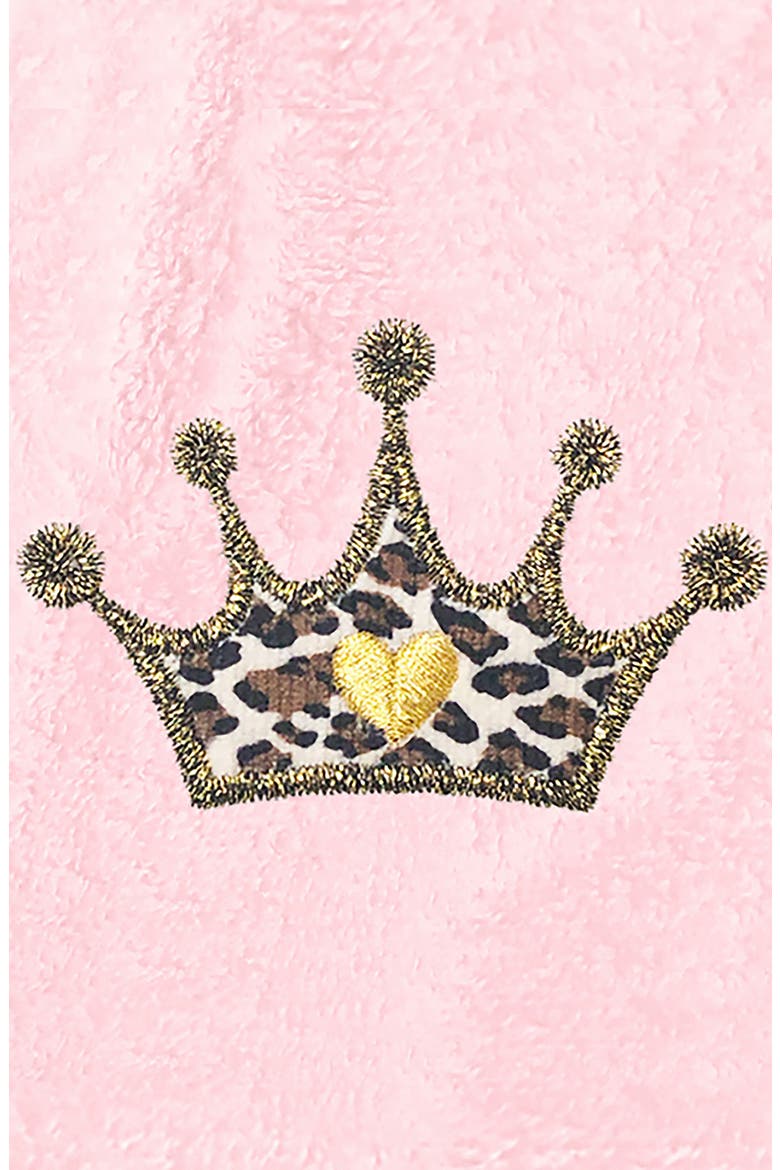 Cheetah Crown Design Embroidered Terry Bathrobe, Alternate, color, PINK