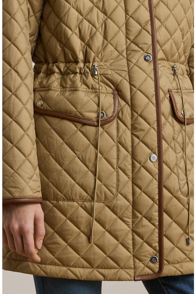 Logo Patch Quilted Coat, Alternate, color, BIRCH TAN