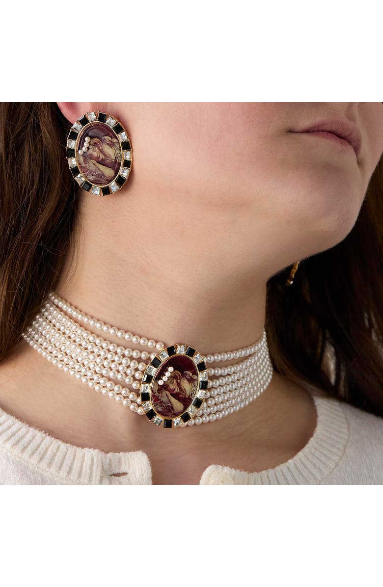 Lele Sadoughi Sleeping Beauty Cameo Earrings, Alternate, color, Sleeping Beauty