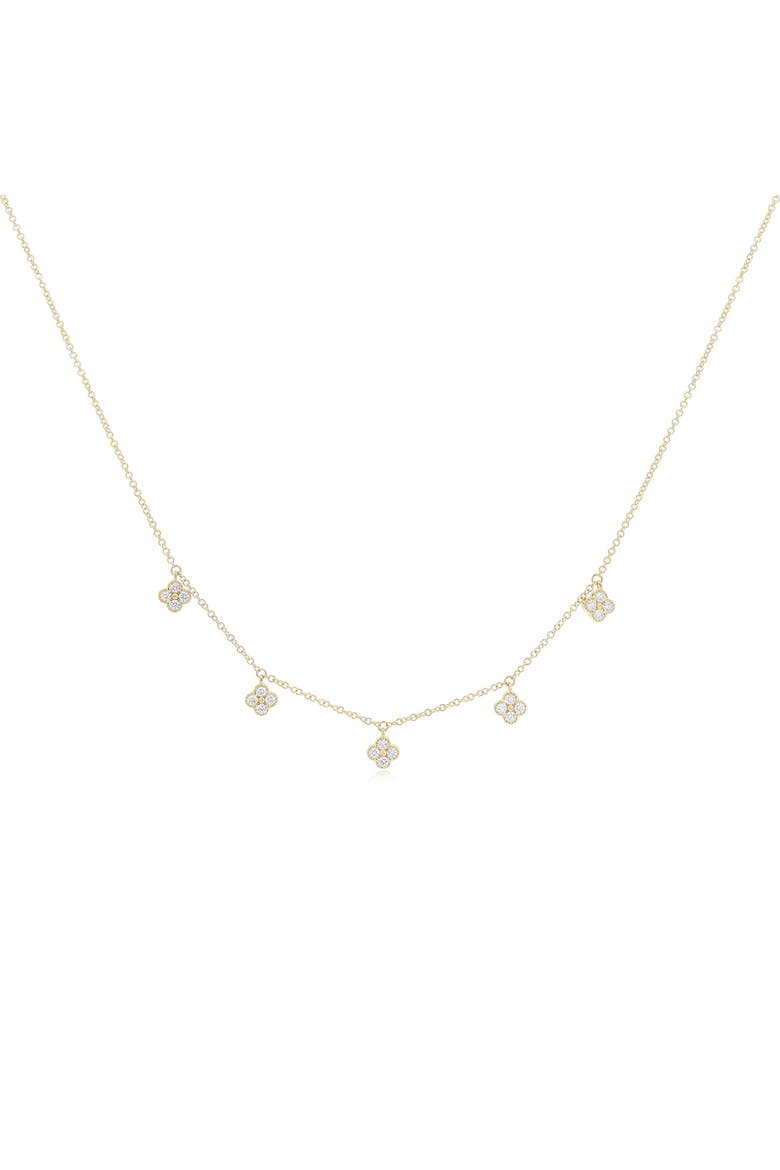Diamond Clover Dangle Necklace, Main, color, Yellow Gold