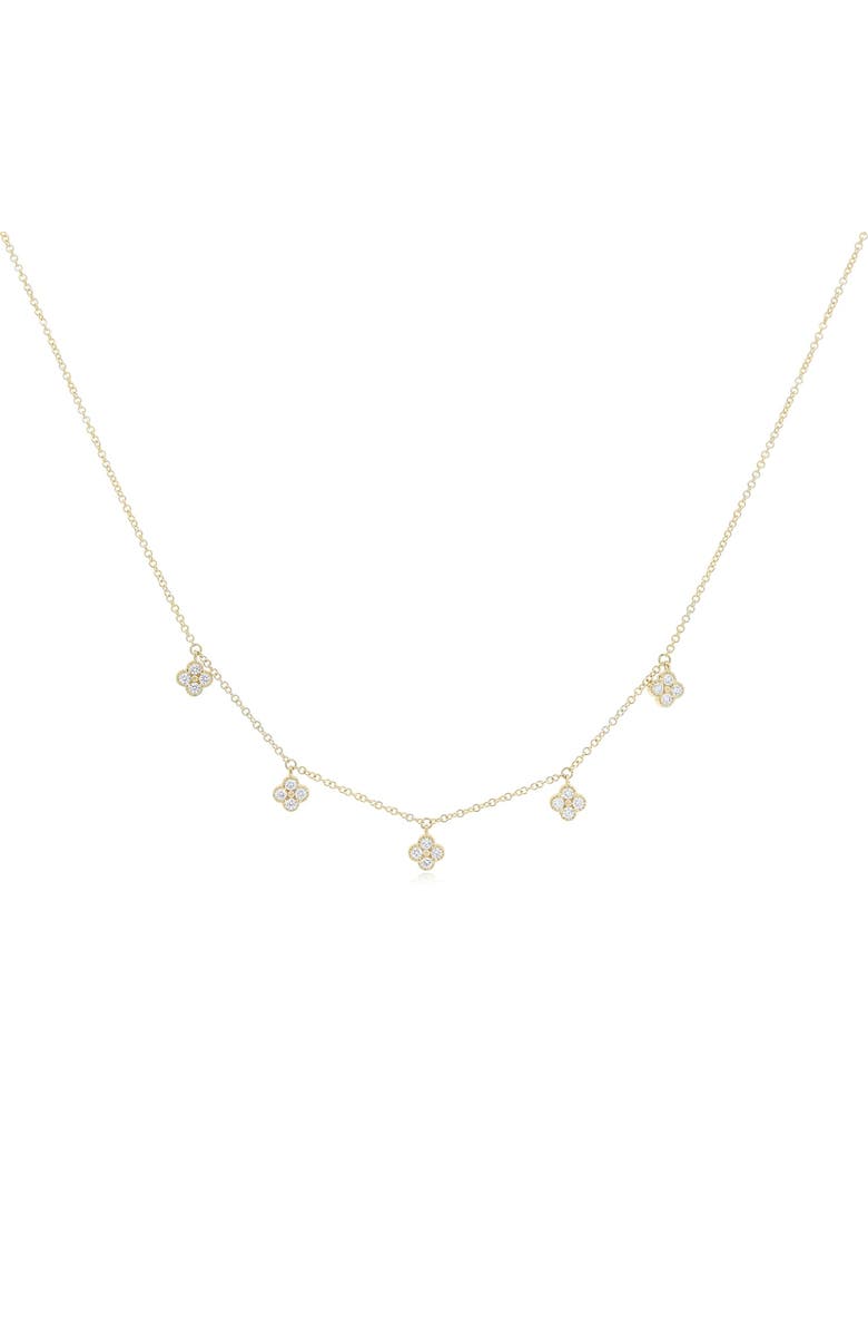 The Lovery Fine Jewelry Diamond Clover Dangle Necklace, Main, color, Yellow Gold
