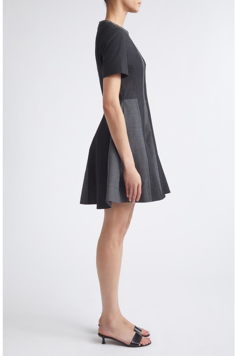 Paneled Tropical Wool Fit and Flare Minidress, Alternate, color, CHARCOAL MULTI