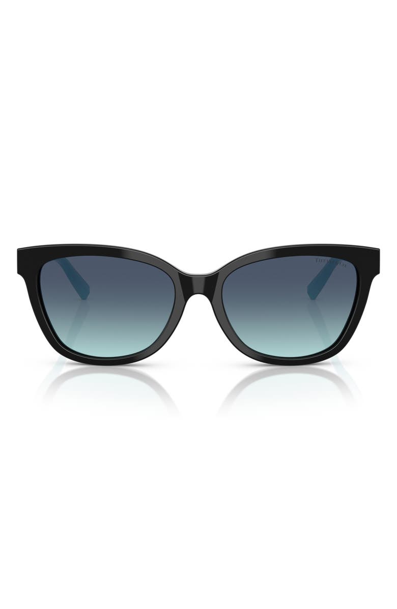 Tiffany & Co. 55mm Gradient Cat Eye Sunglasses, Main, color, Black/ Azure Gradient Blue