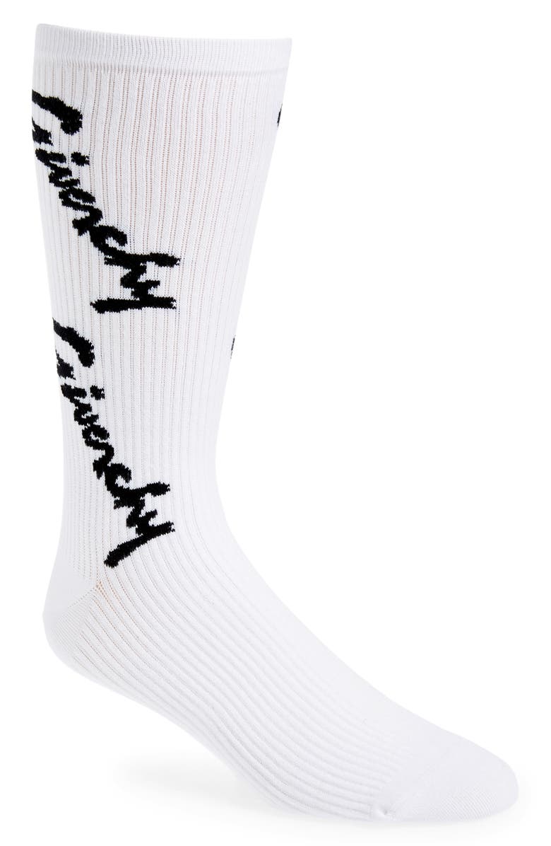Givenchy Signature Logo Cotton Blend Crew Socks, Main, color, 