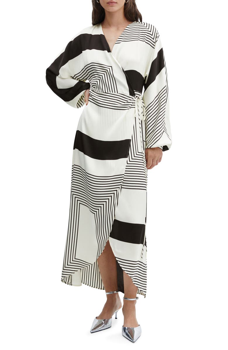 MANGO Print Long Sleeve Wrap Dress, Main, color,