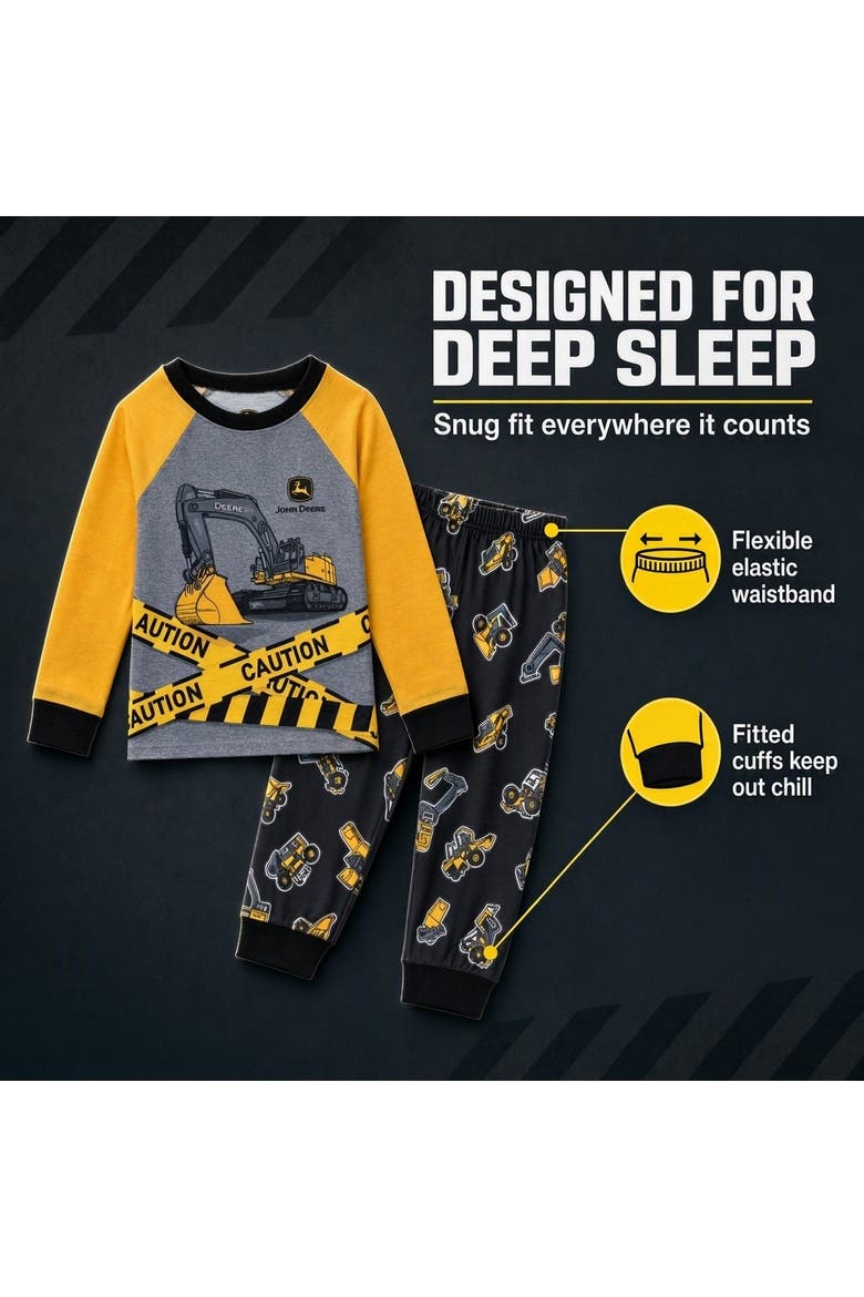 Pajama Shirt And Pants Set, Alternate, color, Grey and Yellow