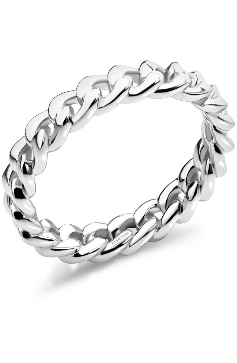 DEVATA Cuban Link Ring in Rhodium Plated Sterling Silver, Alternate, color, Silver