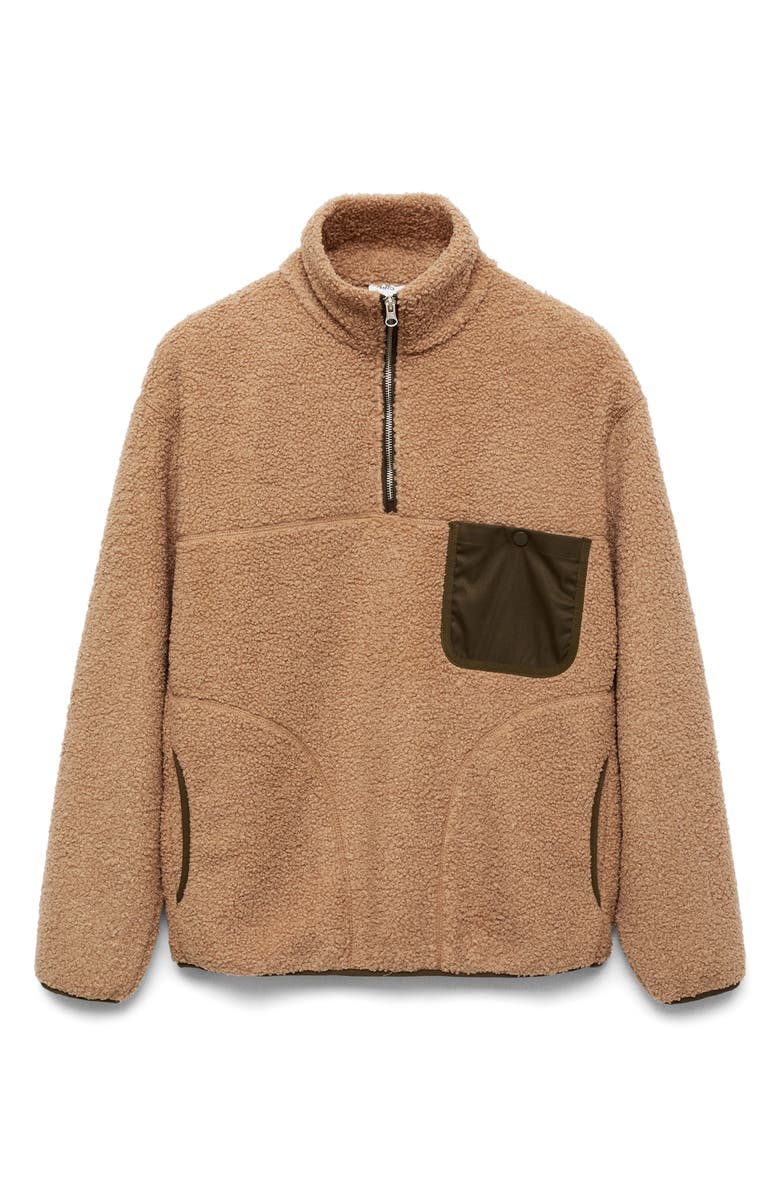 MANGO Chest Pocket Fleece Half Zip, Alternate, color, 