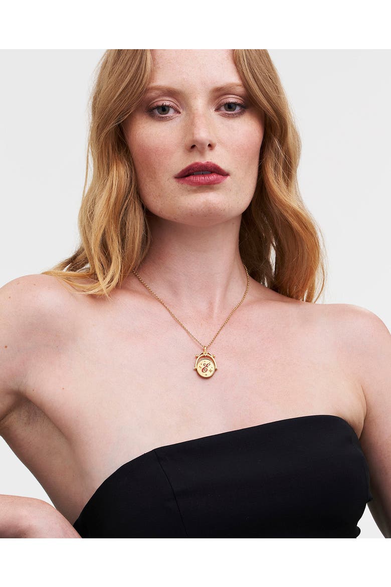 E Initial Echinacea Gold Spinner Chain Necklace, Alternate, color, Gold