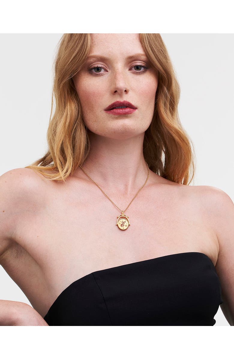 Fable England E Initial Echinacea Gold Spinner Chain Necklace, Alternate, color, Gold