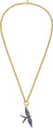Lionheart 14K Gold Wings of Love Sapphire Swallow Charm Rolo Necklace