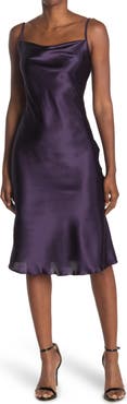 bebe Satin Cowl Neck Midi Dress