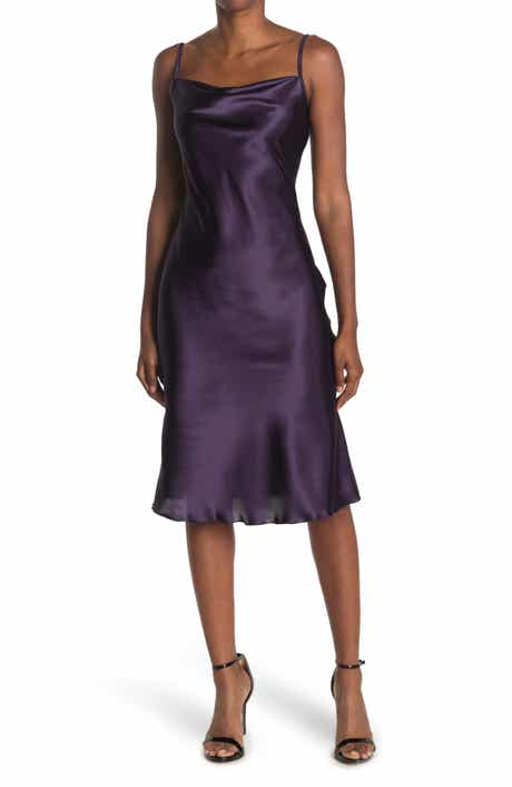 bebe Satin Cowl Neck Midi Dress