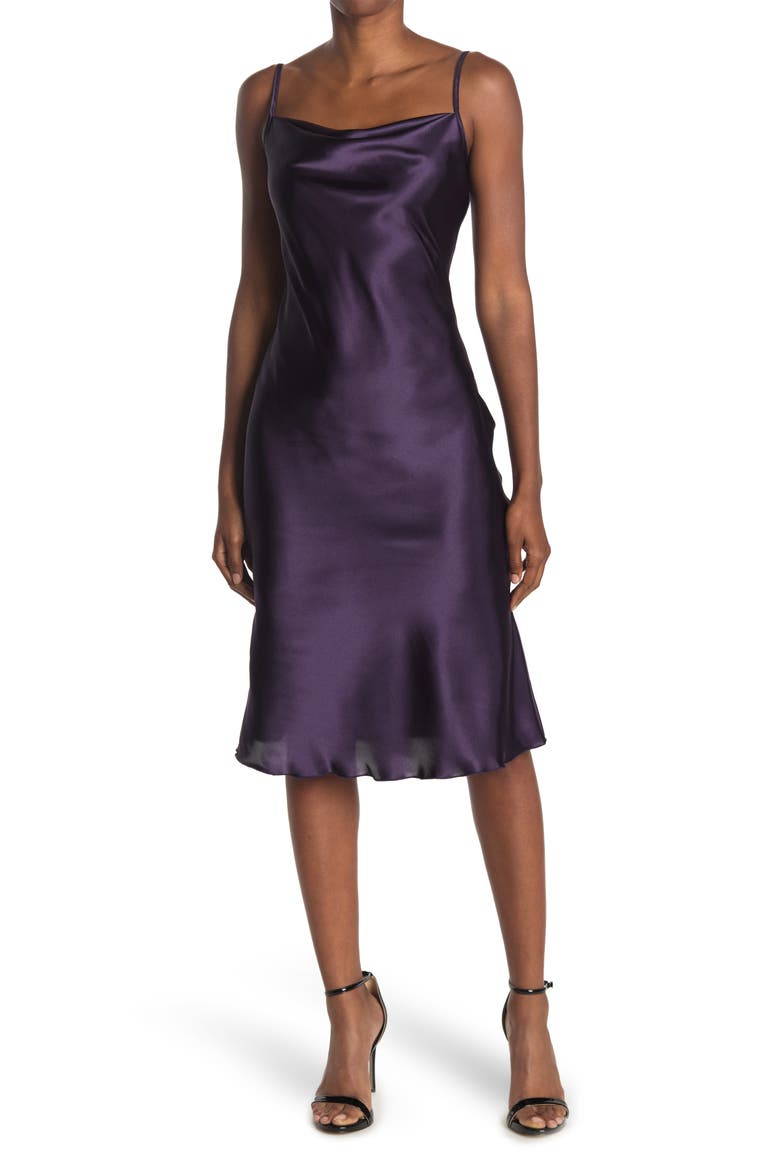 satin cowl neck slip midi dress Black Satin Cowl Neck Midi Slip Dress