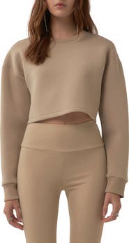 Grey Lab Lounge Wear Crop Crewneck Sweatshirt