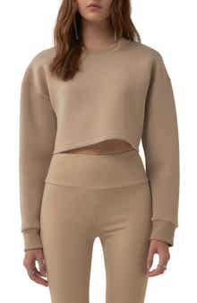 Grey Lab Lounge Wear Crop Crewneck Sweatshirt
